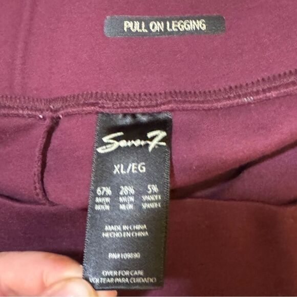 Seven7 Purple Maroon Leggings Form-Fitting Stretchy Bottoms Sz XL - Picture 9 of 10